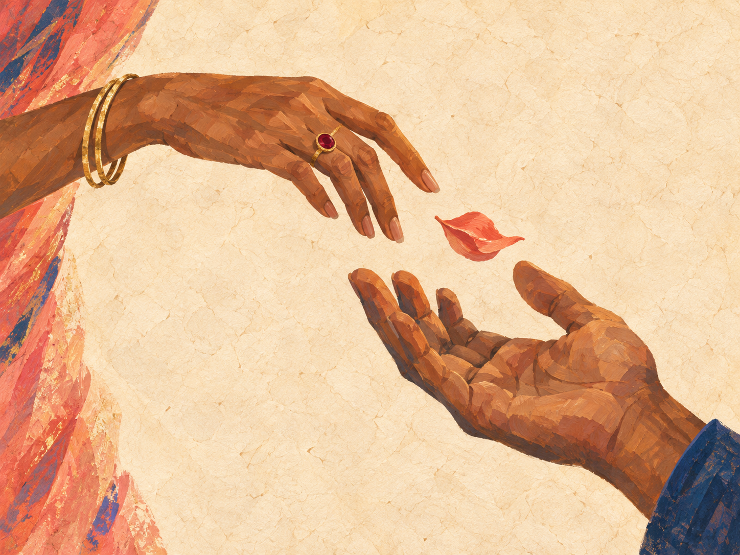 Two hands reaching toward each other